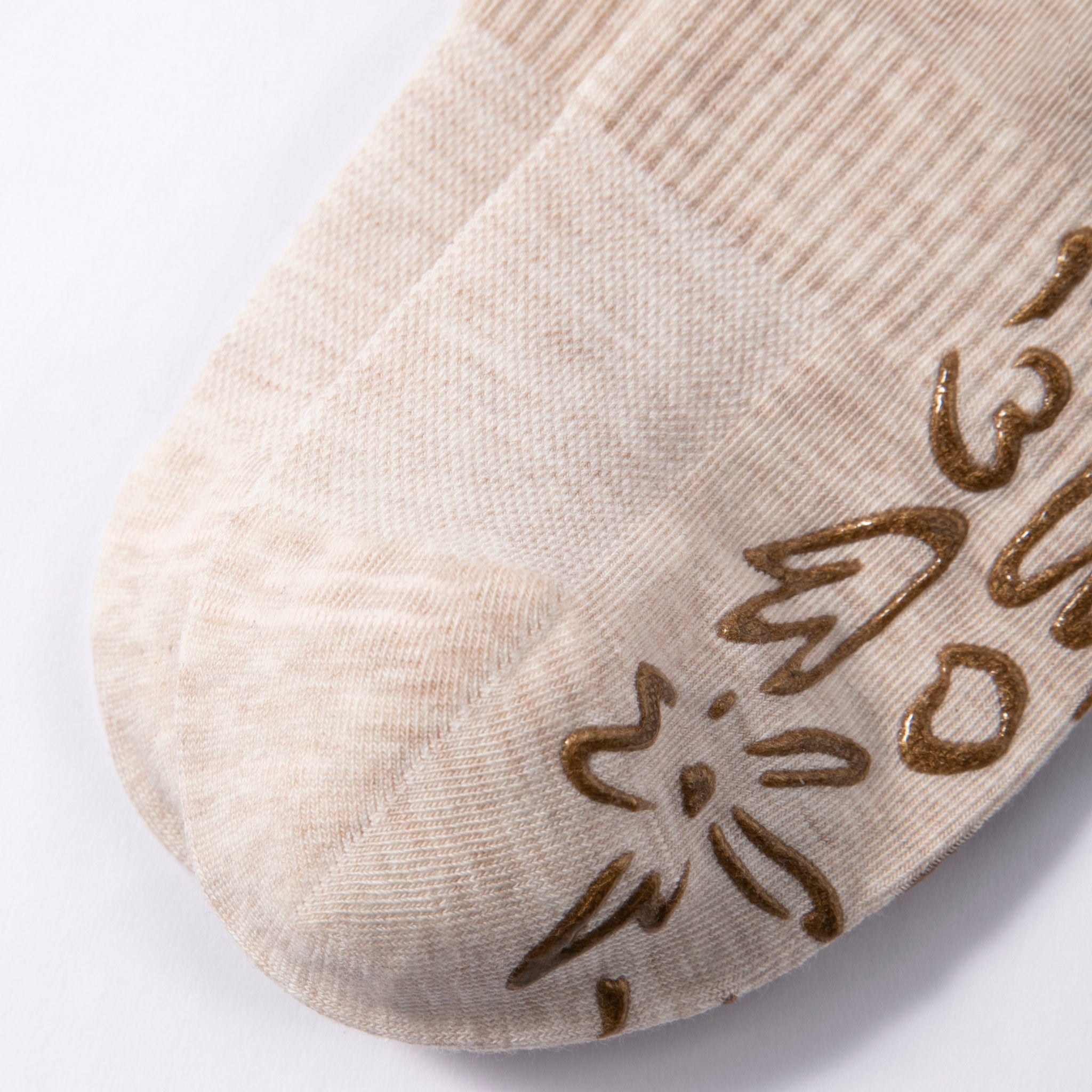 Serene Socks- Adult Organic Cotton Non-Slip Socks- 4 Seasons- Beige- 2 Pairs