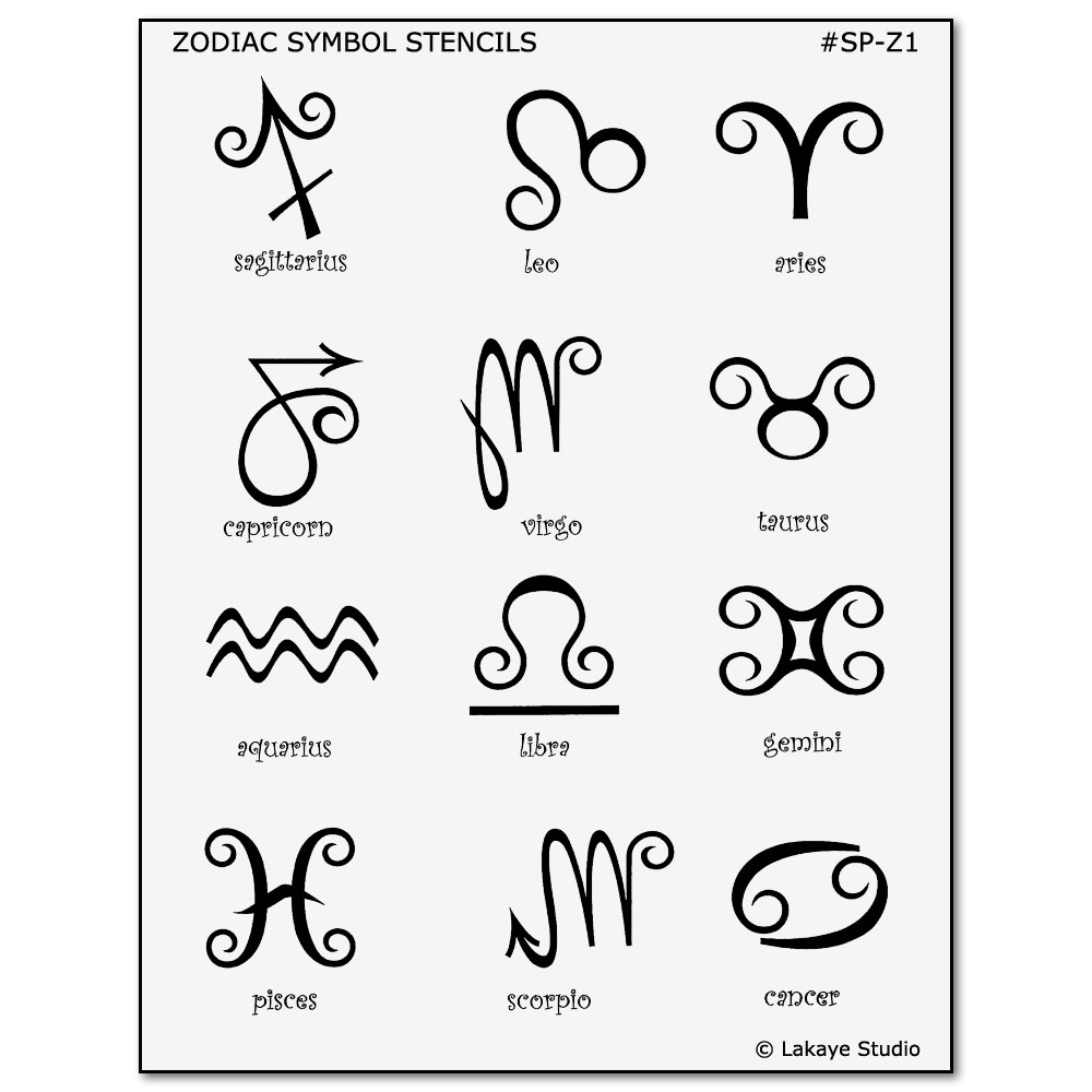 Zodiac Symbols Tattoo Designs | Henna and Jagua Body Art Stencils | Mehndi